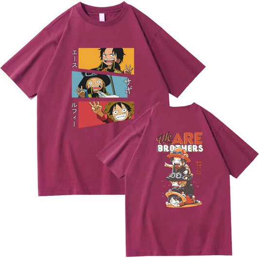 Sabo, Luffy and Ace. One Piece Short sleeved Women's T-shirt, One Piece Theater Edition, Harajuku Loose fit