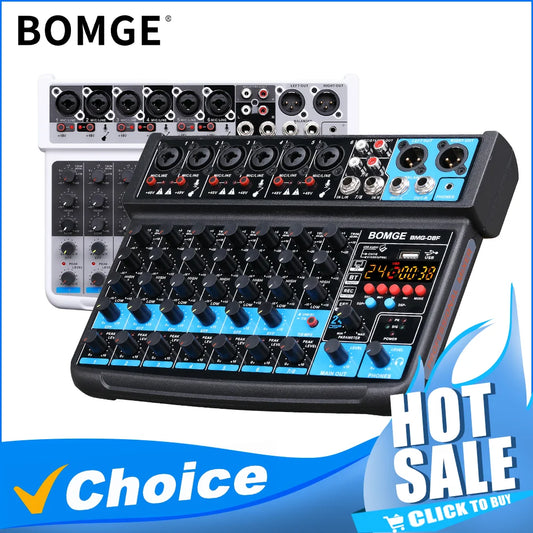 DJ sound console 8 channel audio mixer Line Mixer DC 5V with MP3 Bluetooth 48V 24DSP effects USB recording for Studio Recording