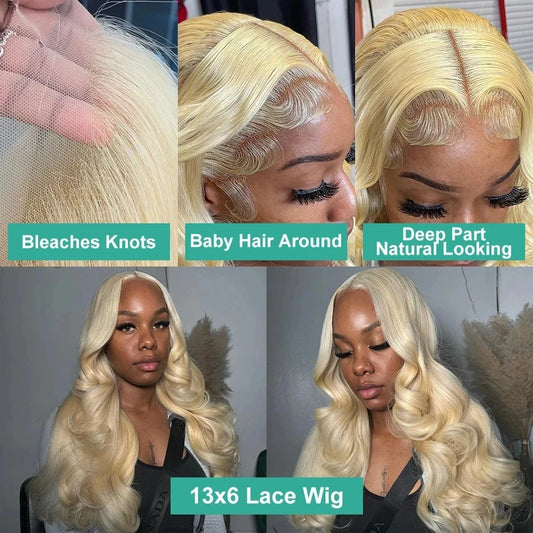 250% HD Transparent 613 Body Wave 13x6 Lace Front Human Hair Wig Color Preplucked 13x4 Honey Blonde Lace Frontal Wigs For Women