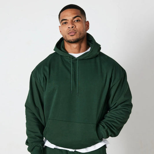 Autumn Winter Green Color Men Hoodies Fleece Warm Mens Sweatshirt Fashion Streetwear Casual Men's Loose Sports Pullovers Hoody