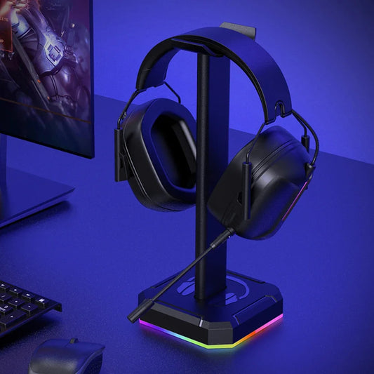 Headphone Support Stand RGB Backlight Gaming Headset Holder Display Rack Aluminum Alloy Desktop Earphone Hanger Vertical Bracket